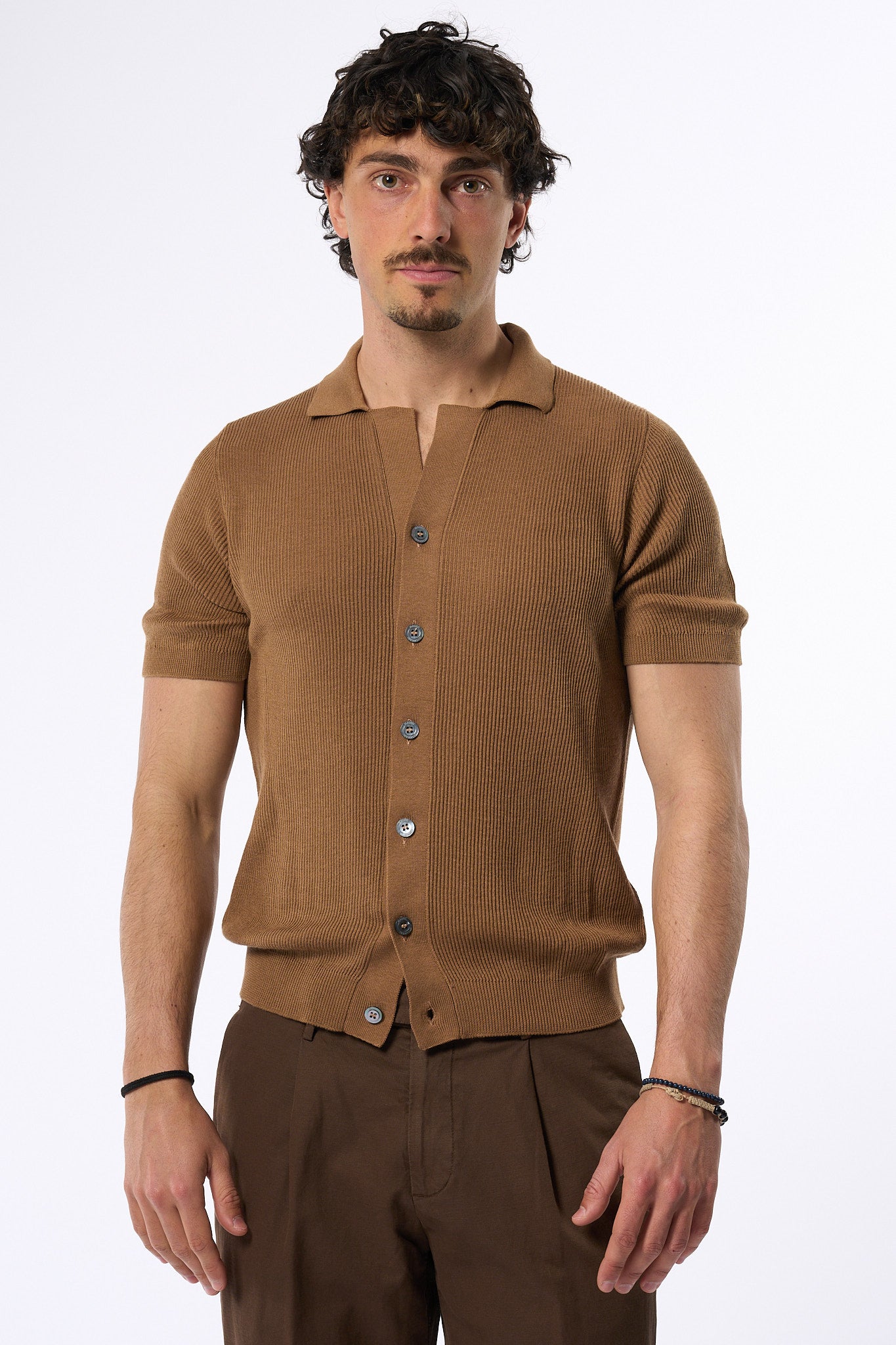 Ottaviani Camicia Costina Seta/cotone Desert Uomo-3