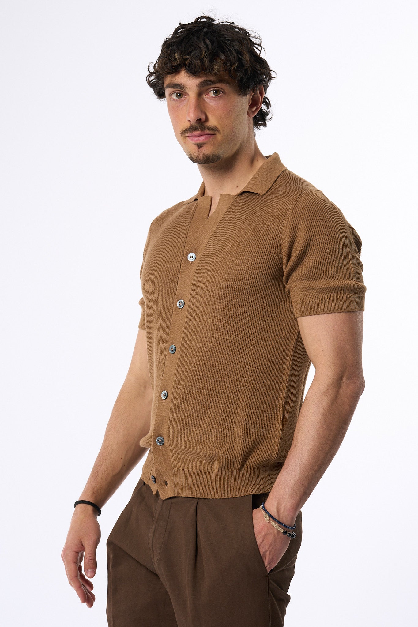Ottaviani Camicia Costina Seta/cotone Desert Uomo-6