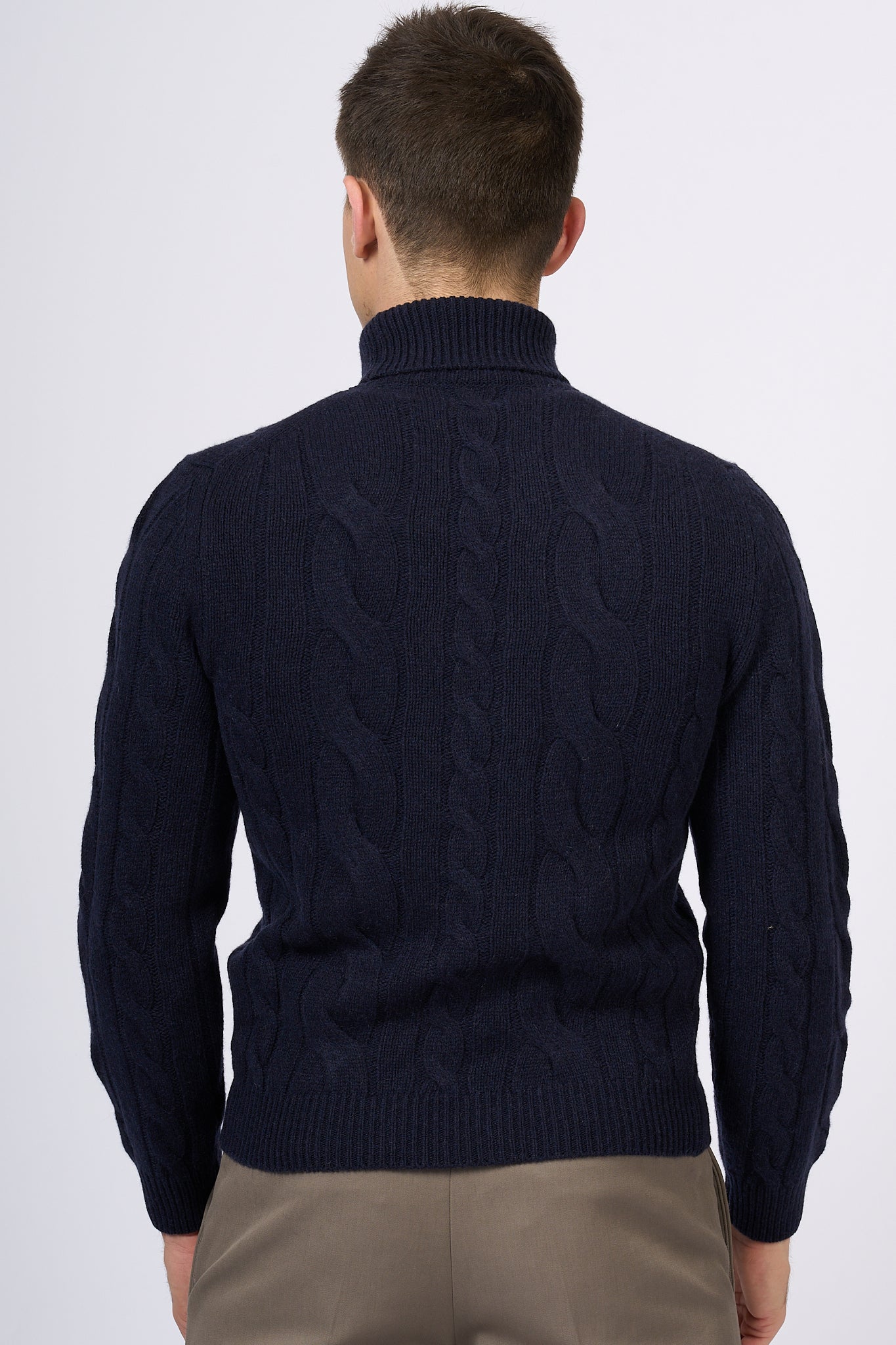 Ottaviani Blue Braided Turtleneck Men-5