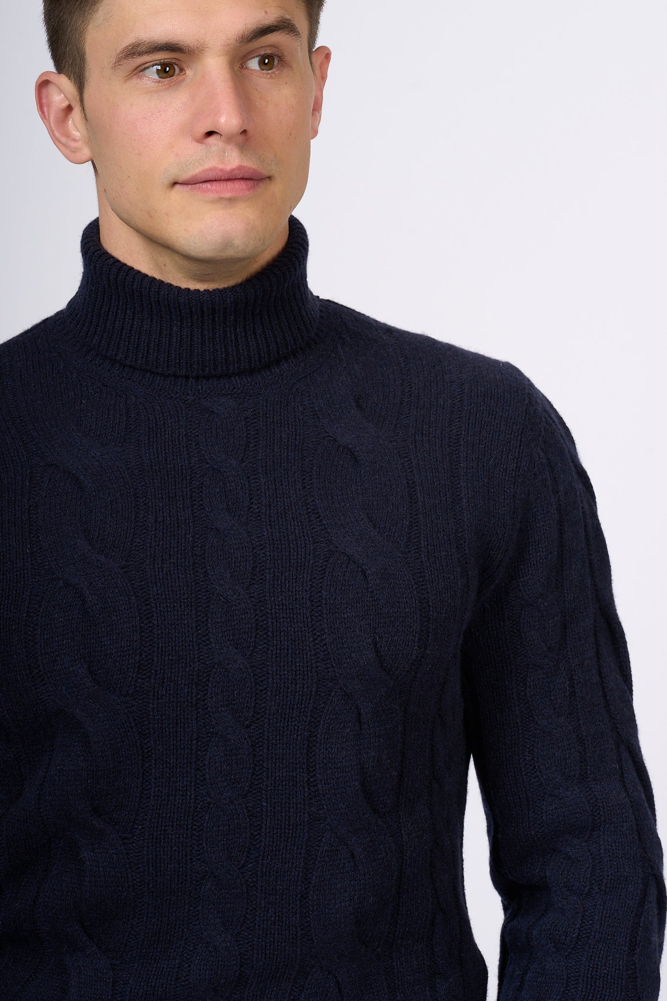 Ottaviani Blue Braided Turtleneck Men-1