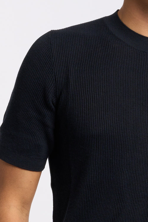 Ottaviani Girocollo Seta/Cotone Manica Corta Blu Uomo-2