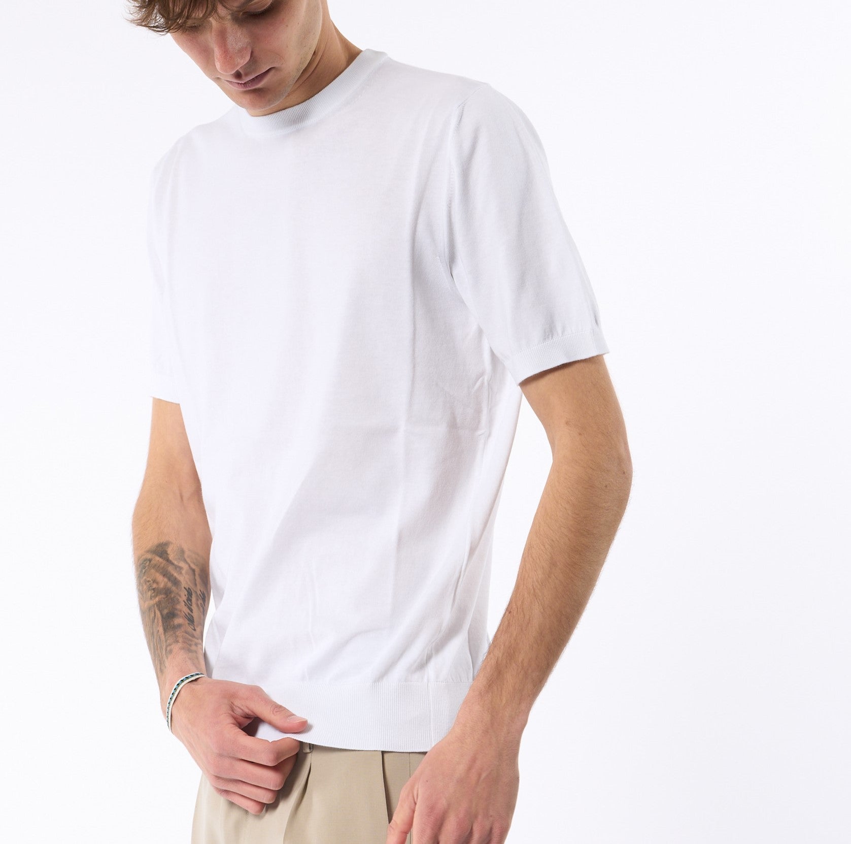 Ottaviani Maglia Manica Corta Giza Calata Bianco Uomo-6