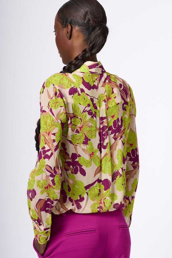 Pinko Camicia Smorzare stampa Iris Viola/Verde Donna-2