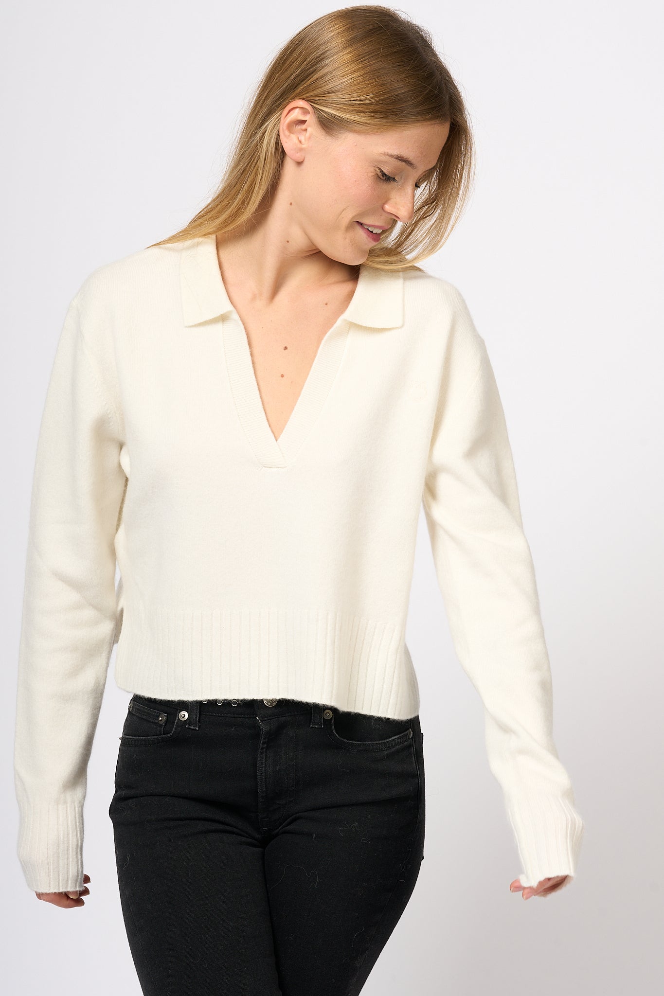 Pinko Maglia Profumo a Polo Cropped Bianco Donna-4