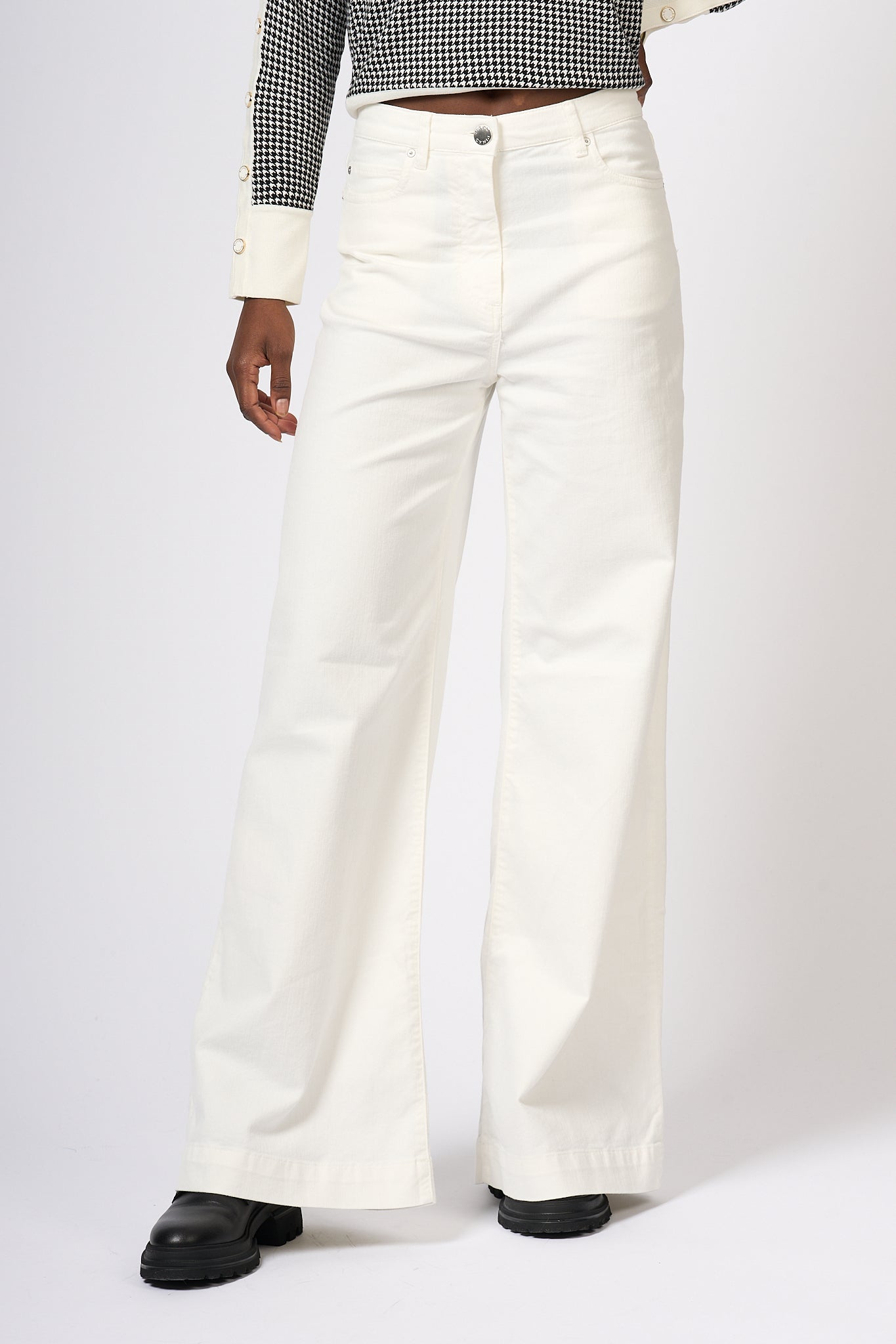 Pinko Pantalone Wendy Wide Leg Bianco Donna-1