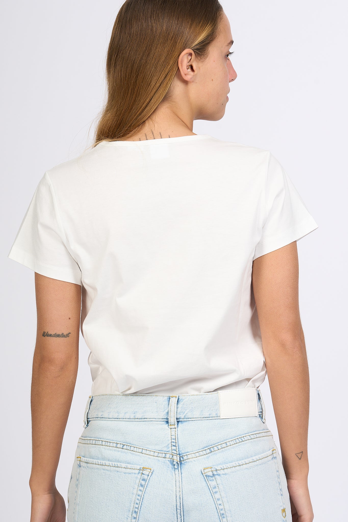 Pinko T-shirt Scollo V Bianco Donna-3
