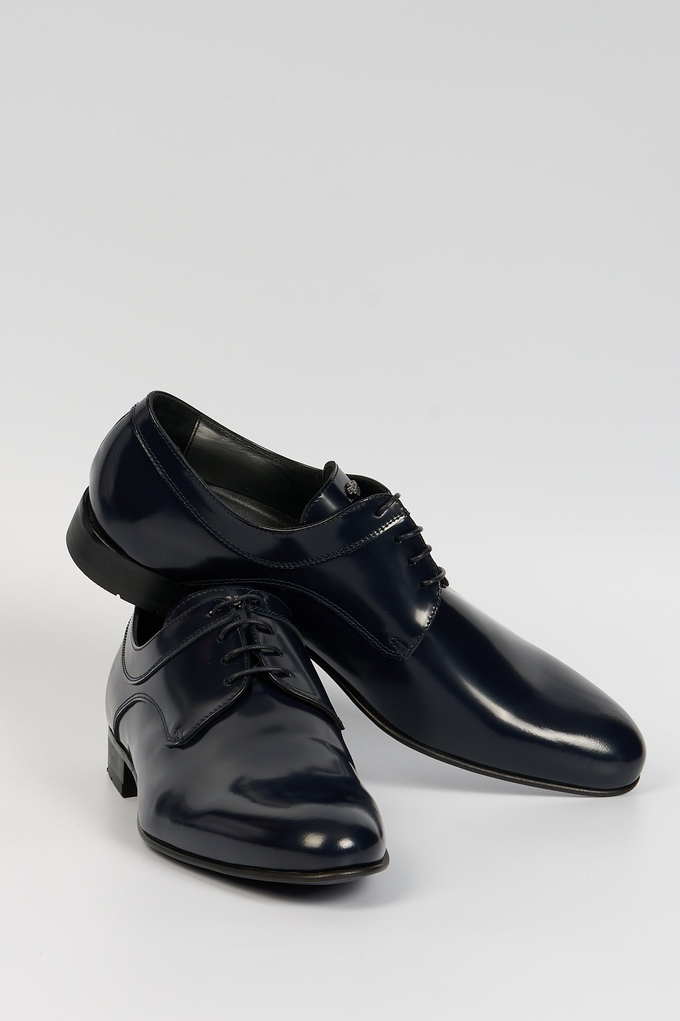 Prince Of Milan Derby Shoes Blue Leather Men-5