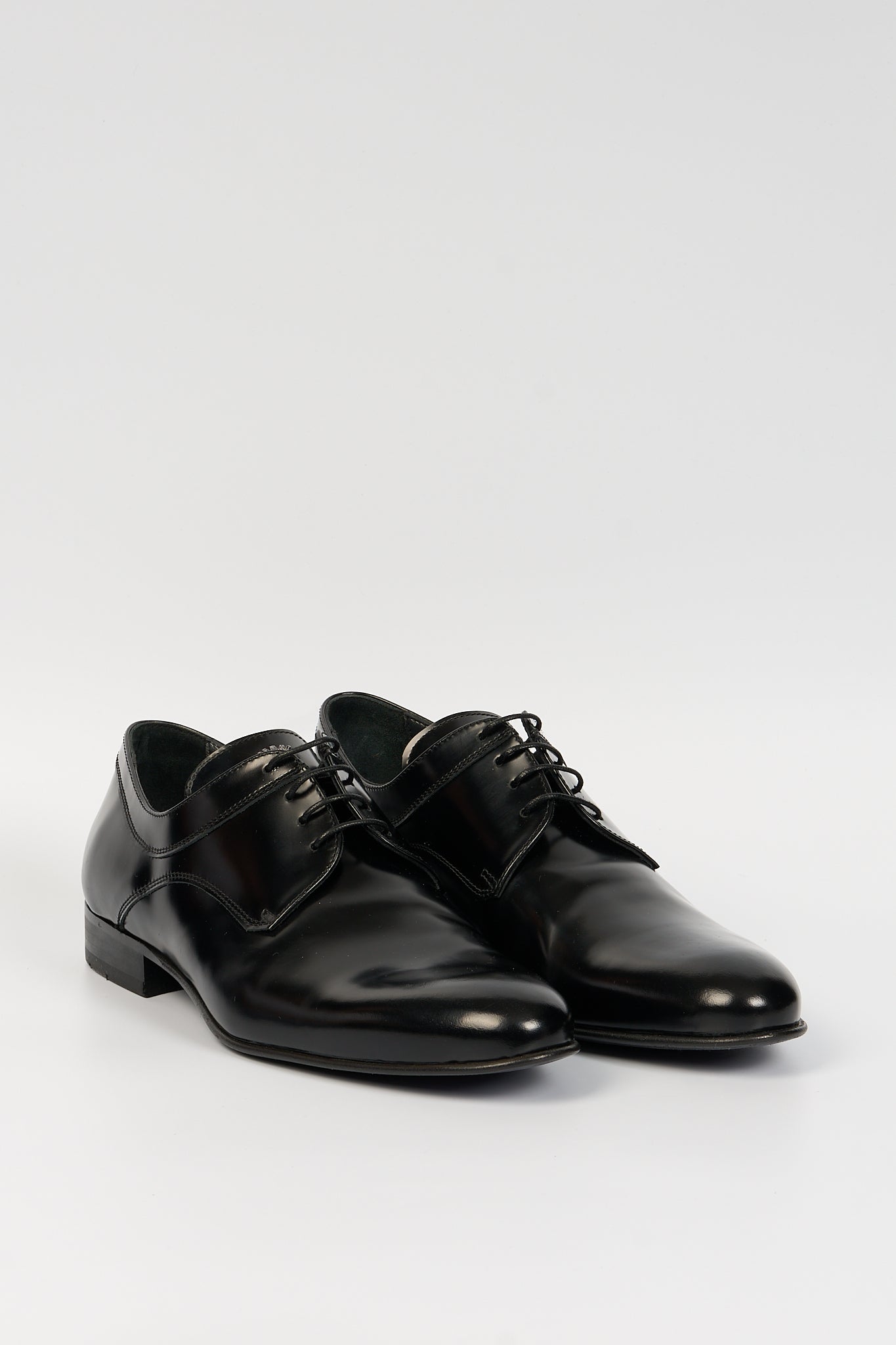 Prince Of Milan Derby Shoes Black Leather Men-3