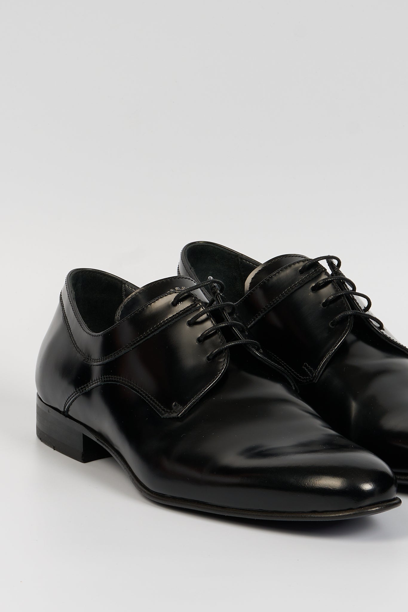 Prince Of Milan Derby Shoes Black Leather Men-2