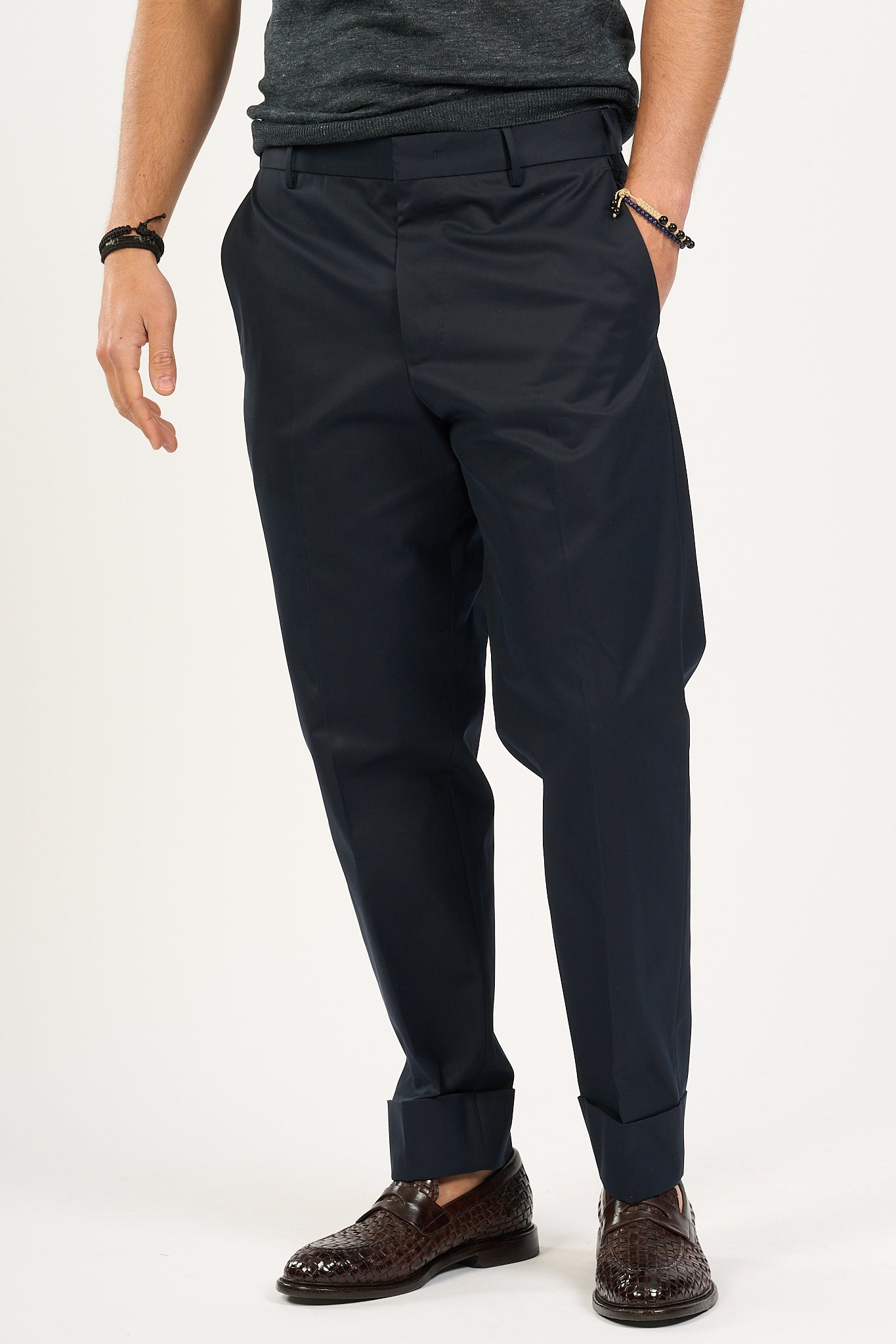 Pt Torino Pantalone Carrot Blu Uomo-1