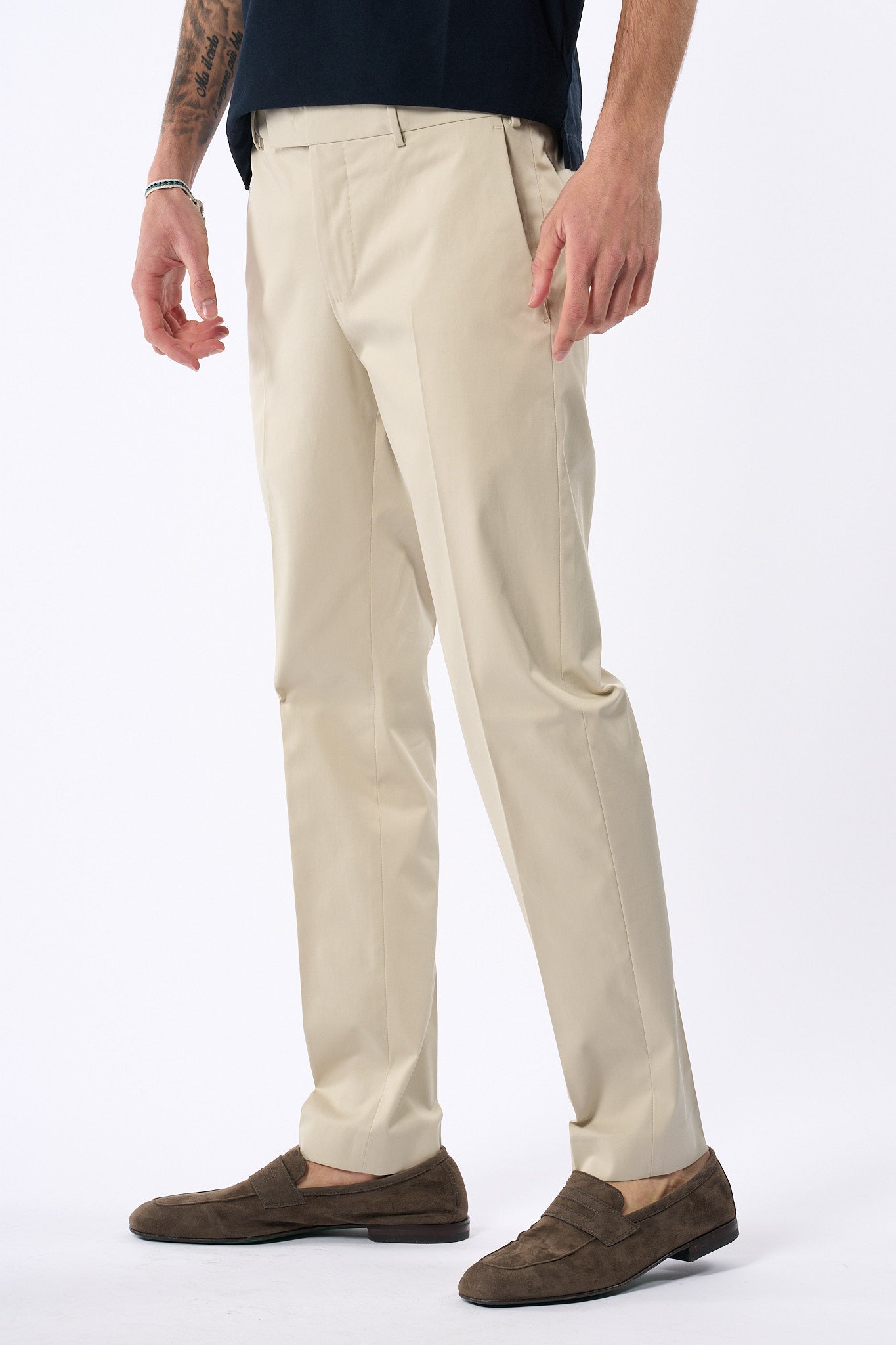 Pt Torino Pantalone Dieci Twill Beige Uomo-1