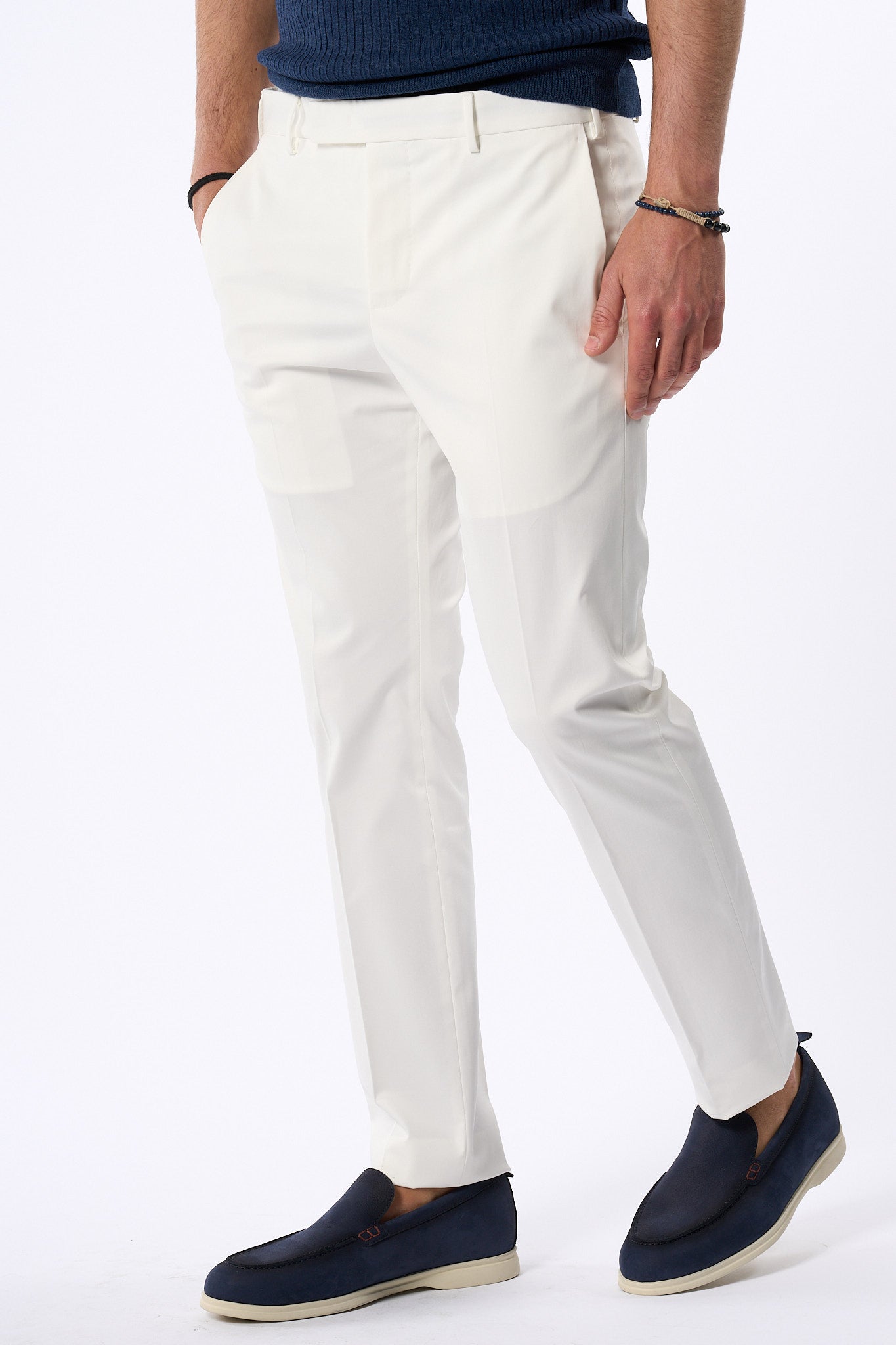 Pt Torino Pantalone Dieci Twill Bianco Uomo-5