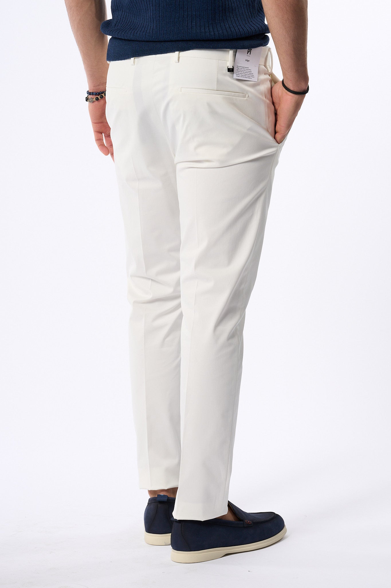 Pt Torino Pantalone Dieci Twill Bianco Uomo-6
