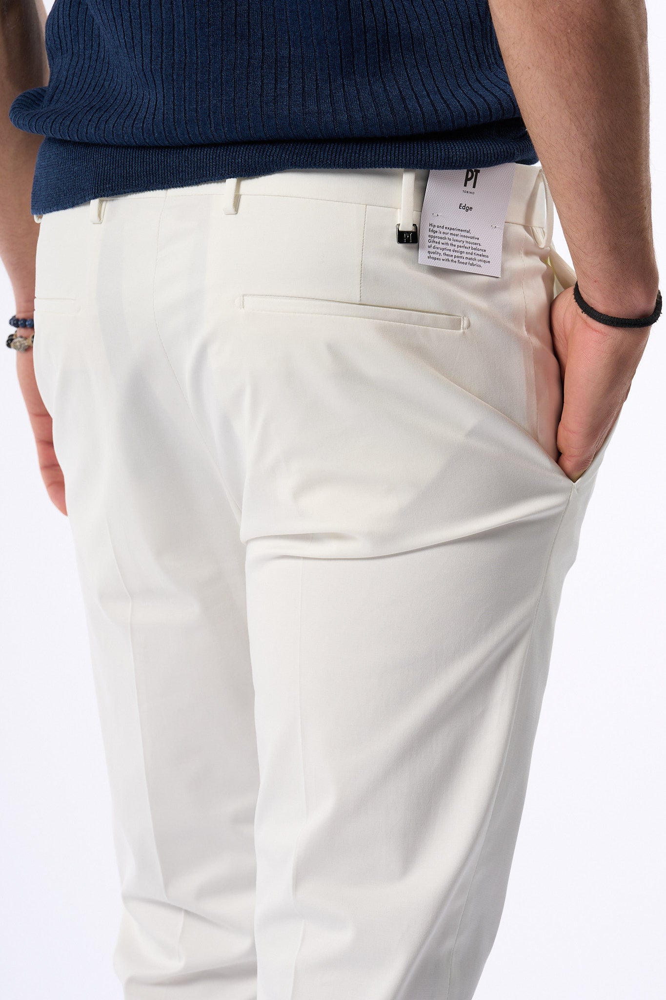 Pt Torino Pantalone Dieci Twill Bianco Uomo-7