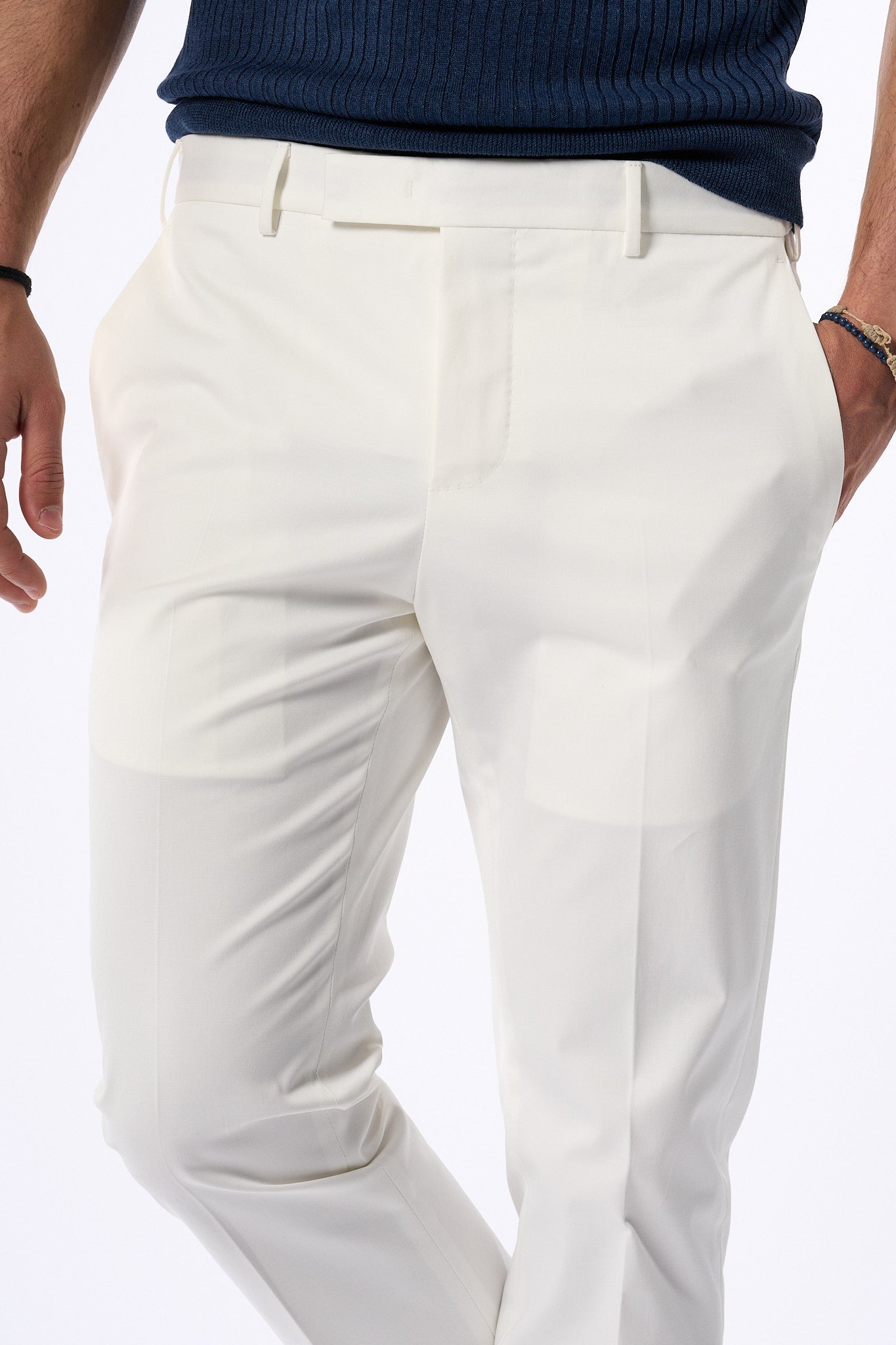 Pt Torino Pantalone Dieci Twill Bianco Uomo-2