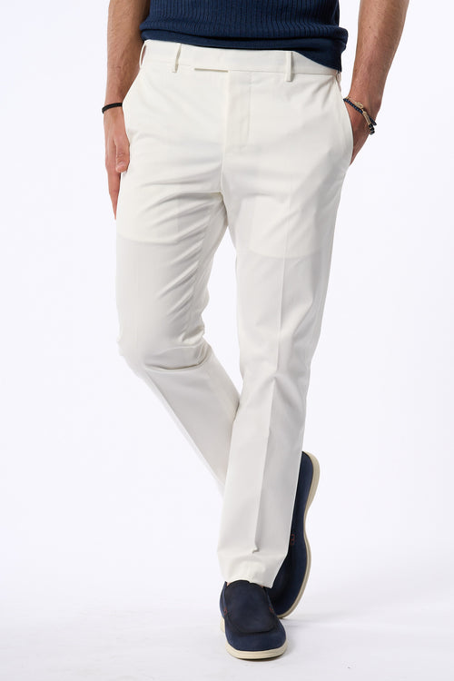 Pt Torino Pantalone Dieci Twill Bianco Uomo