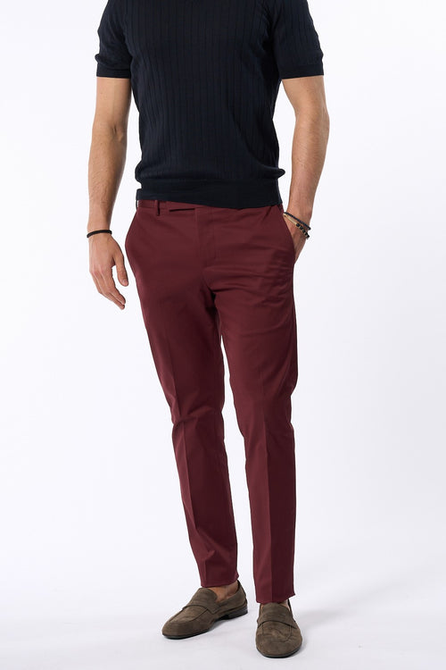 Pt Torino Pantalone Dieci Twill Ciliegia Uomo