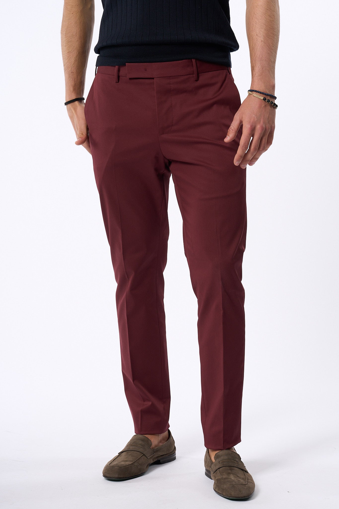 Pt Torino Pantalone Dieci Twill Ciliegia Uomo-4