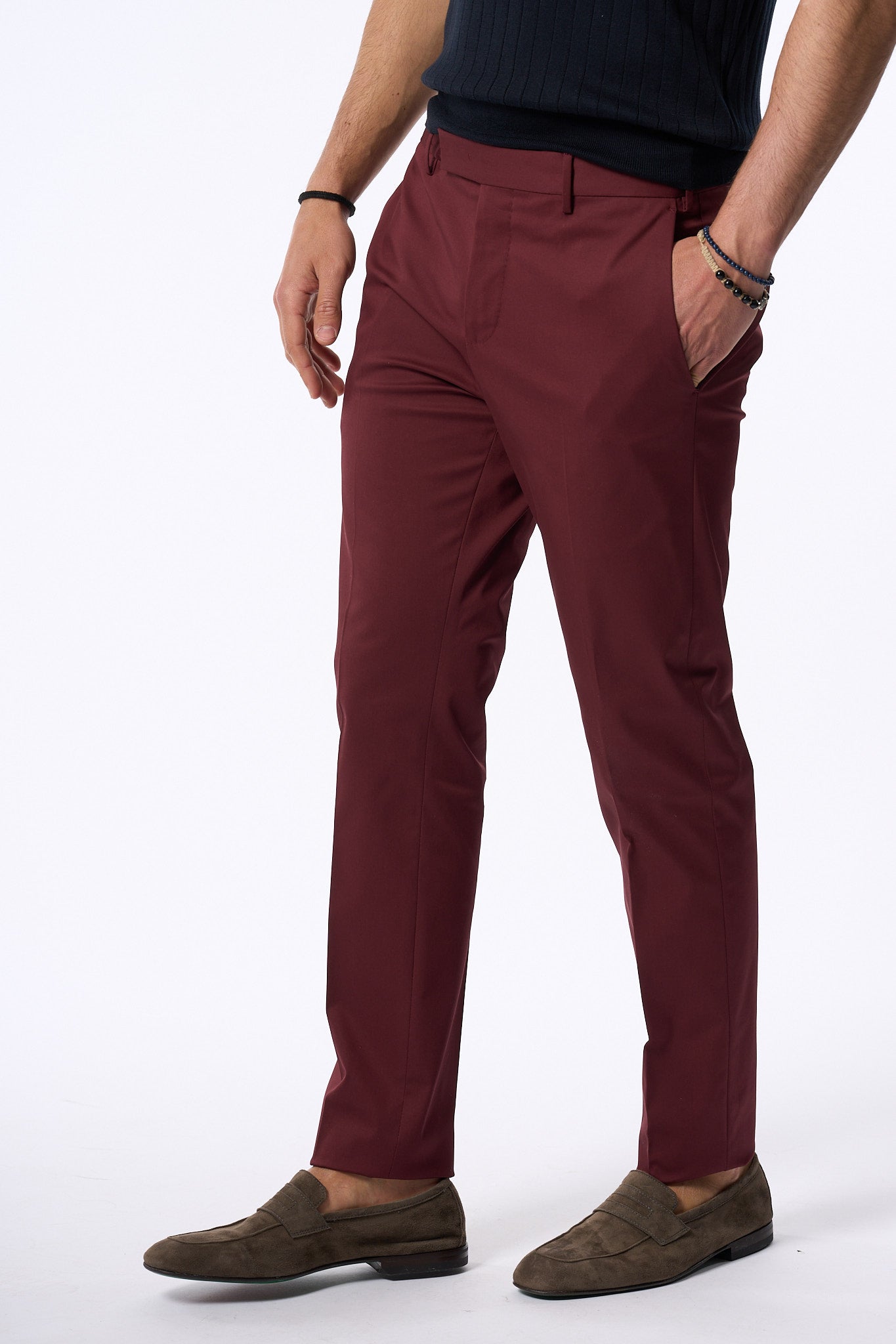 Pt Torino Pantalone Dieci Twill Ciliegia Uomo-5