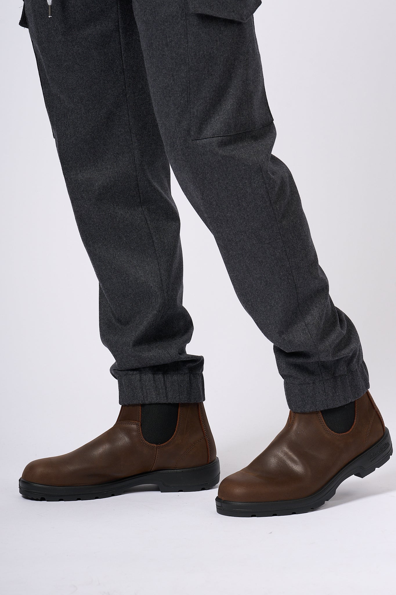 Pt Torino Pantalone Jogging Cargo in Lana Grigio Uomo-5