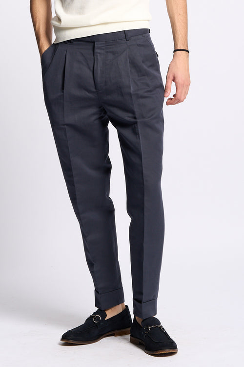 Pt torino Pantalone CARROT in Lana Blu Uomo