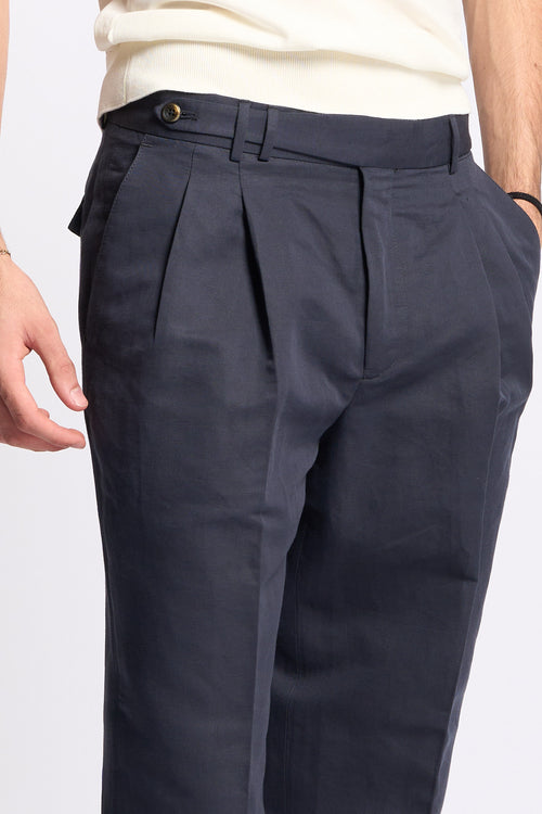 Pt torino Pantalone CARROT in Lana Blu Uomo-2
