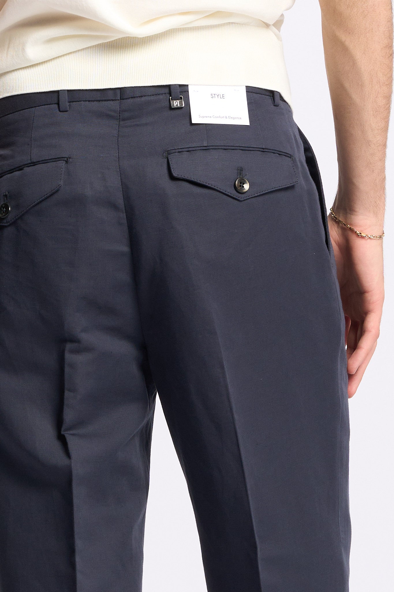 Pt torino Pantalone CARROT in Lana Blu Uomo-5
