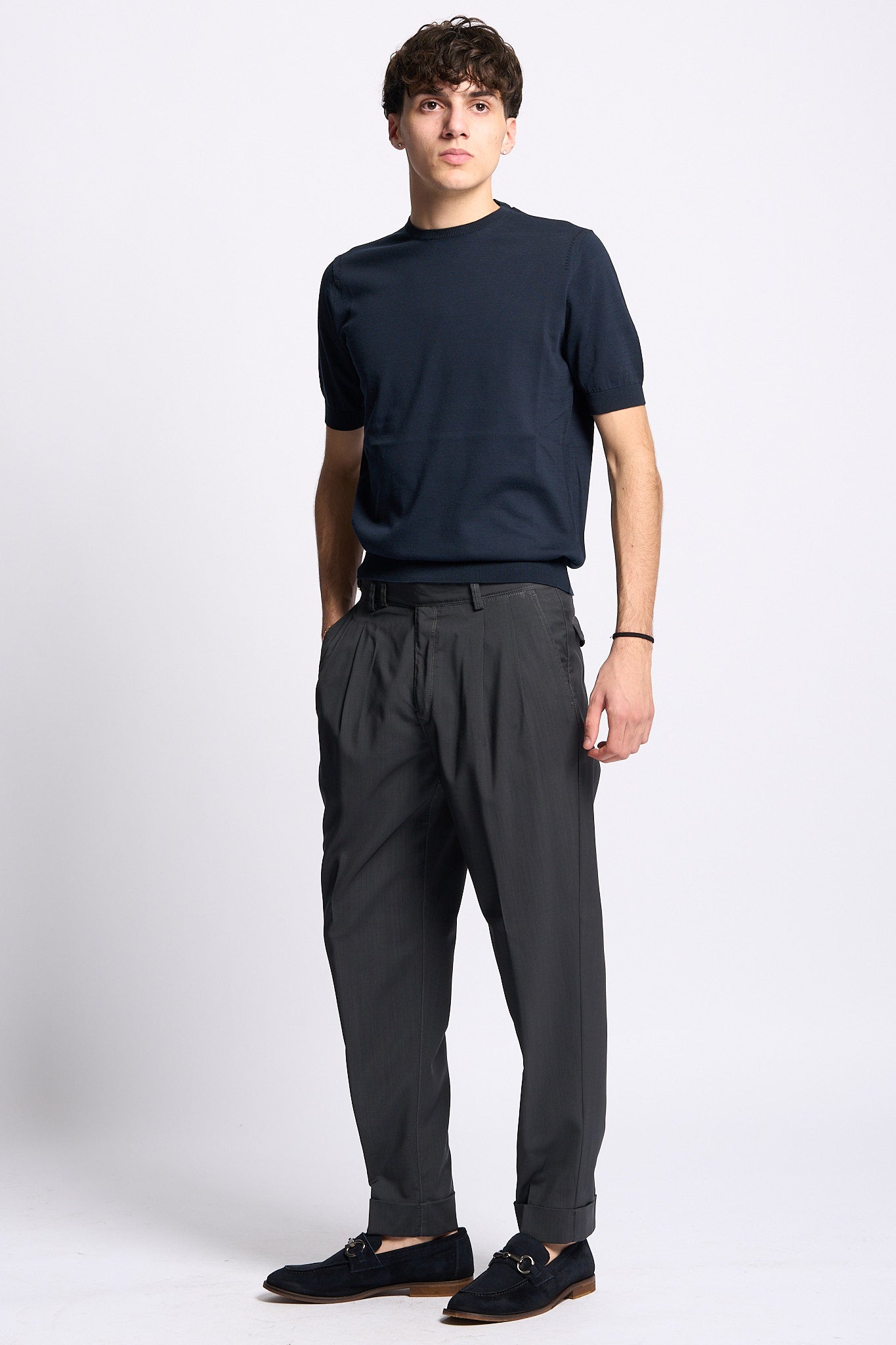 Pt torino Pantalone CARROT in Lana Grigio Uomo-6