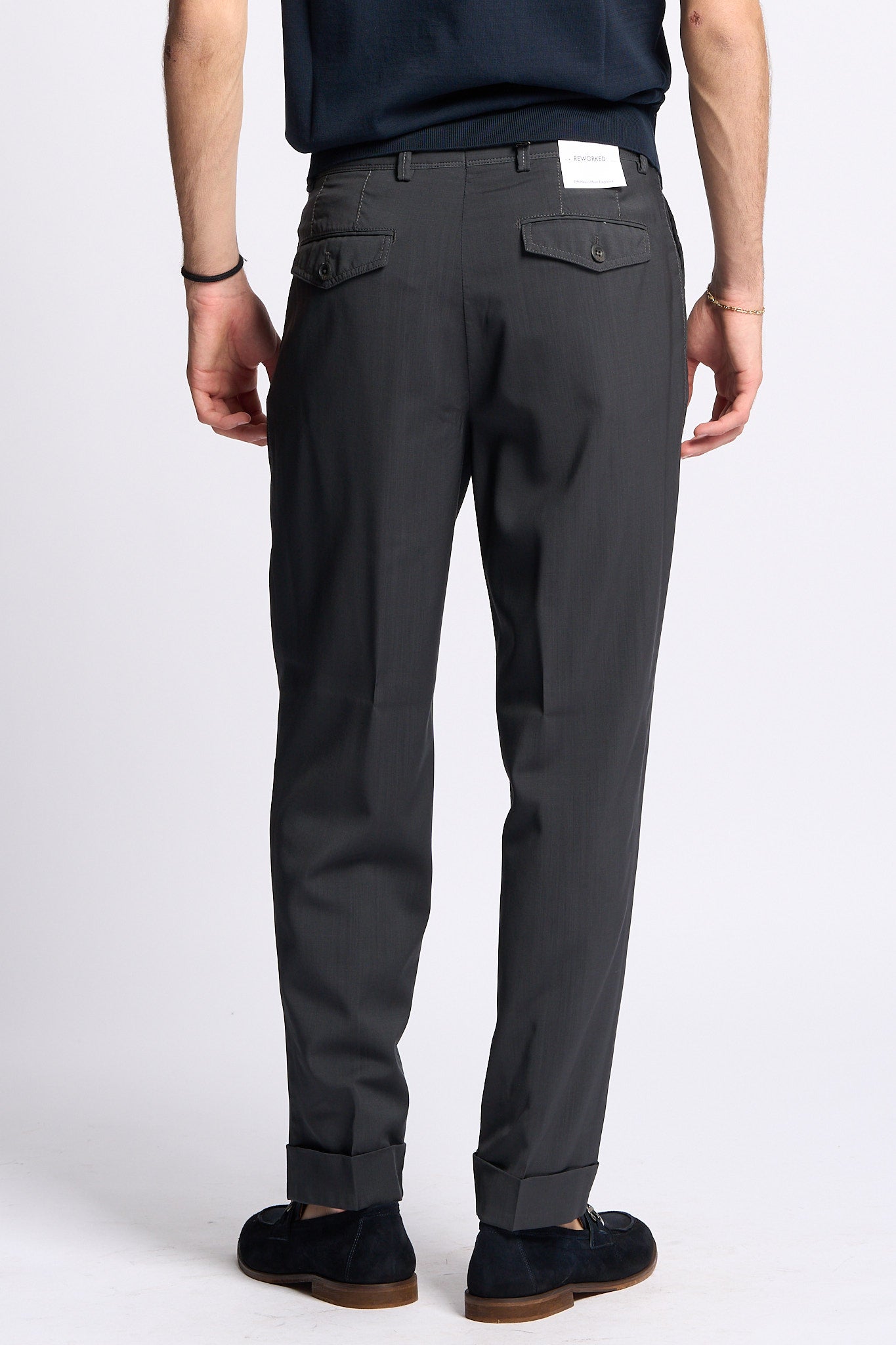 Pt torino Pantalone CARROT in Lana Grigio Uomo-4