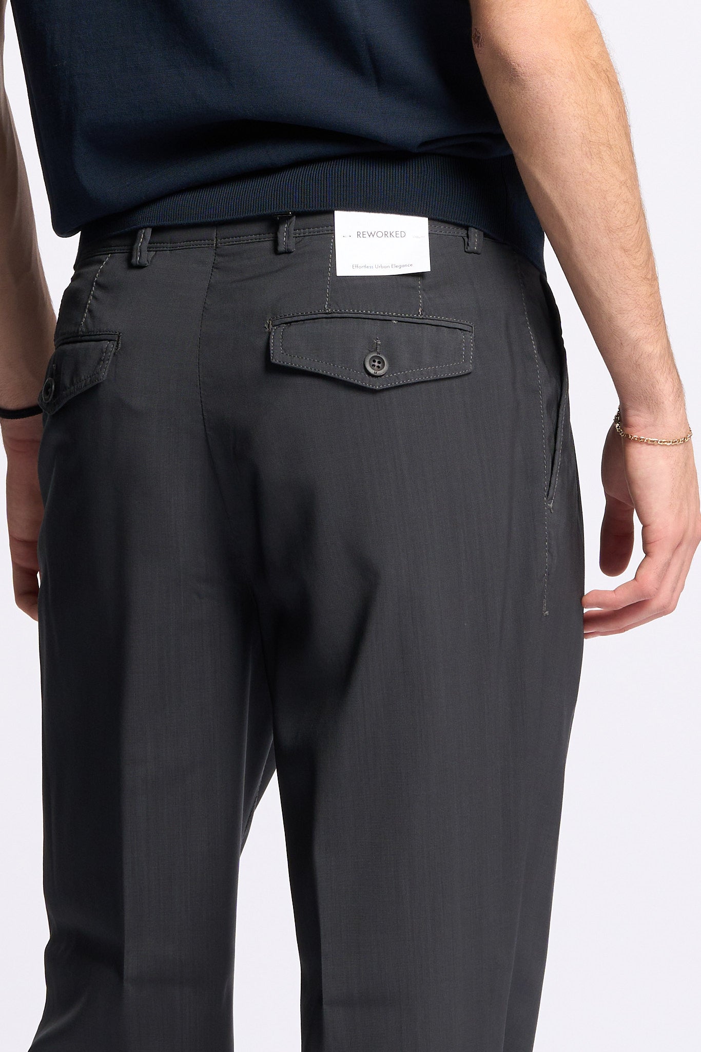 Pt torino Pantalone CARROT in Lana Grigio Uomo-5