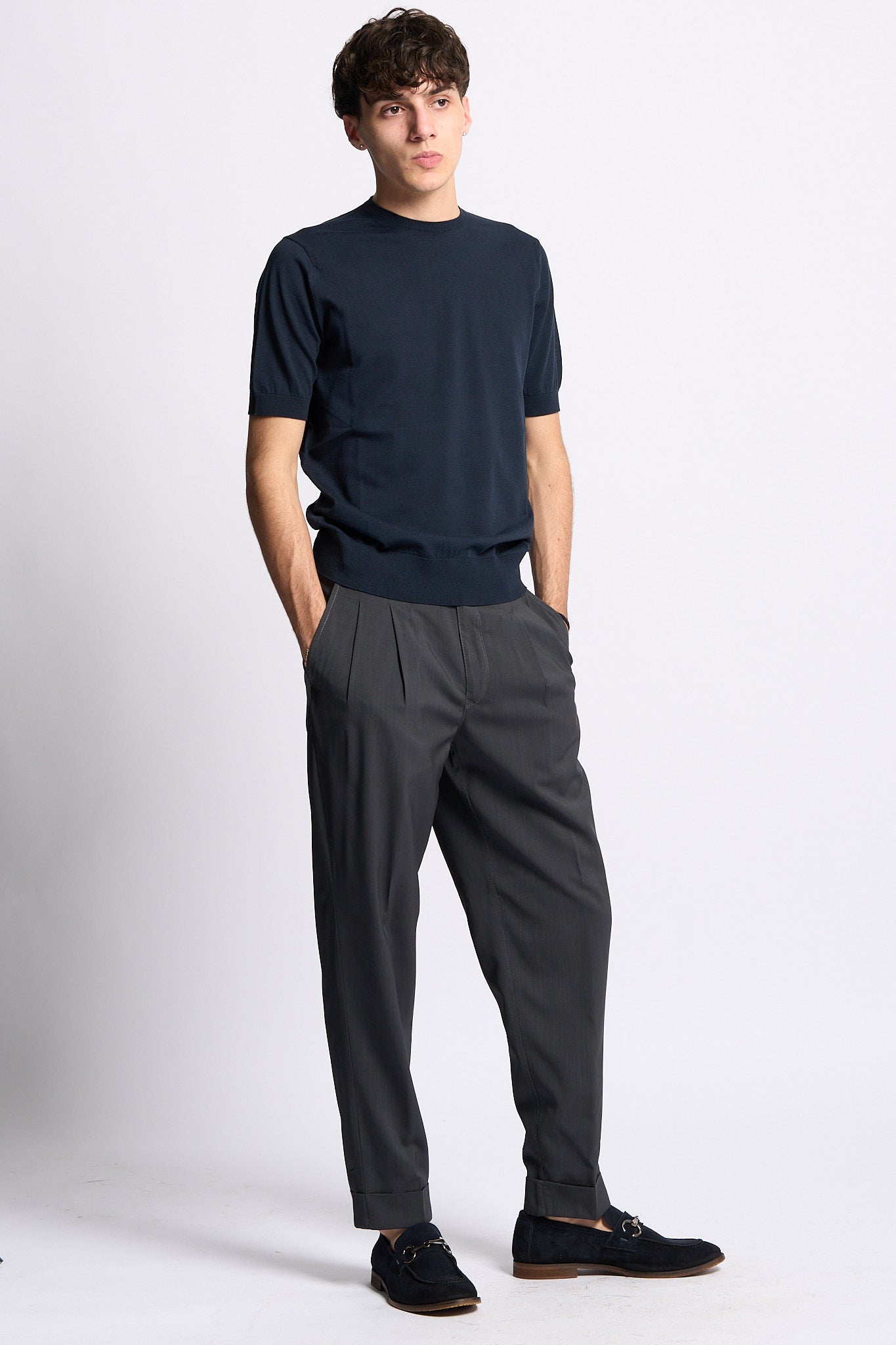 Pt torino Pantalone CARROT in Lana Grigio Uomo-3