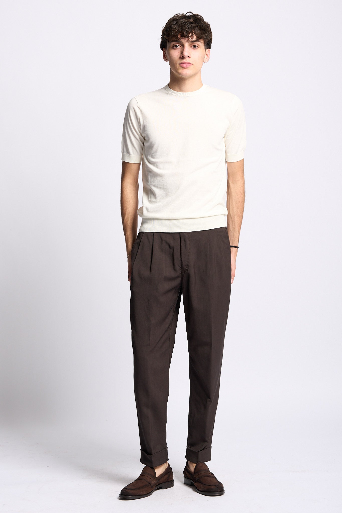 Pt torino Pantalone CARROT in Lana Marrone Uomo-3