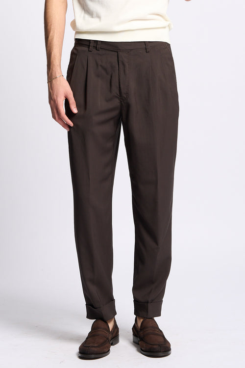Pt torino Pantalone CARROT in Lana Marrone Uomo