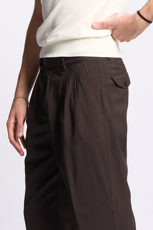 Pt torino Pantalone CARROT in Lana Marrone Uomo-2