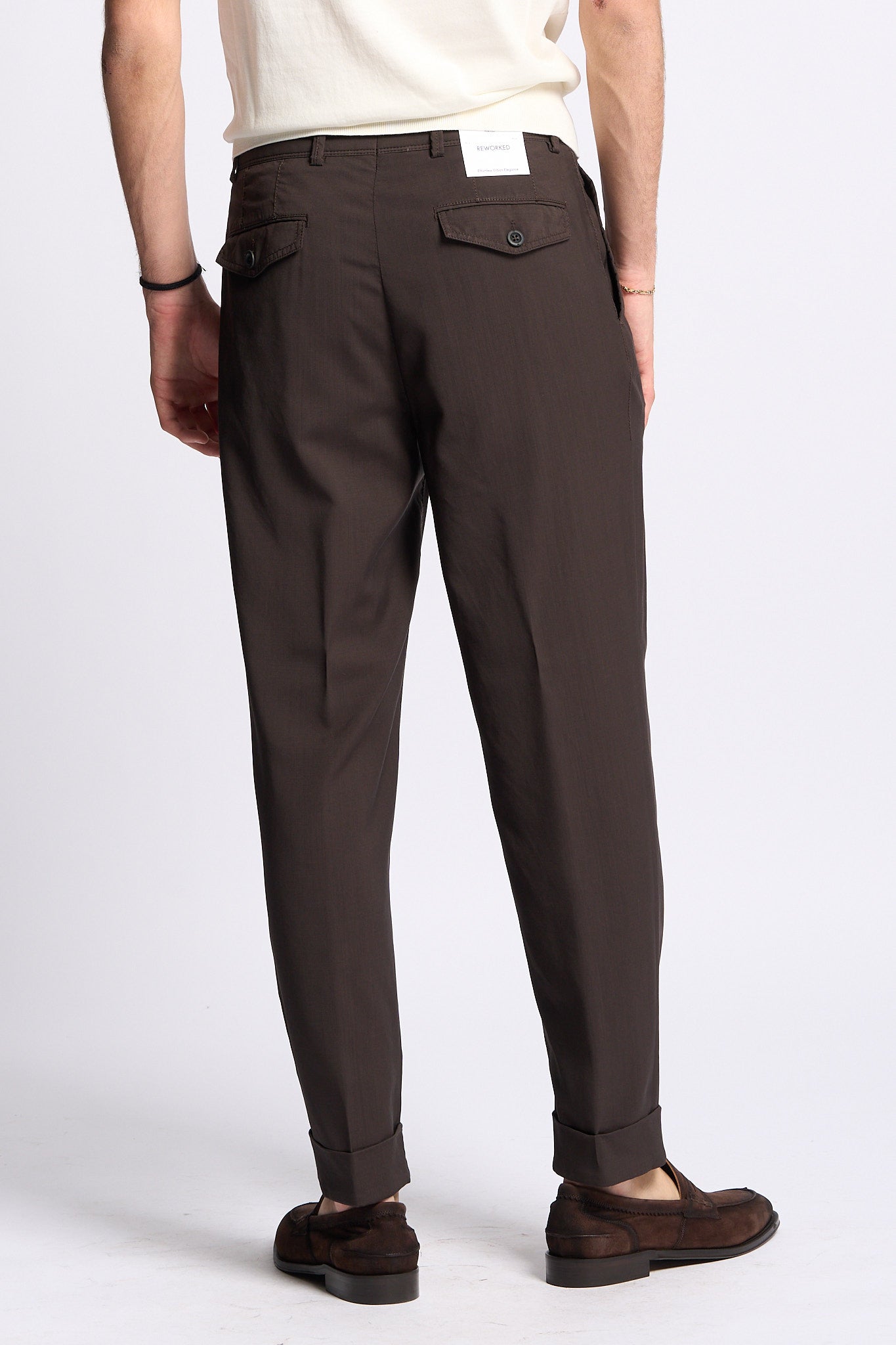 Pt torino Pantalone CARROT in Lana Marrone Uomo-5