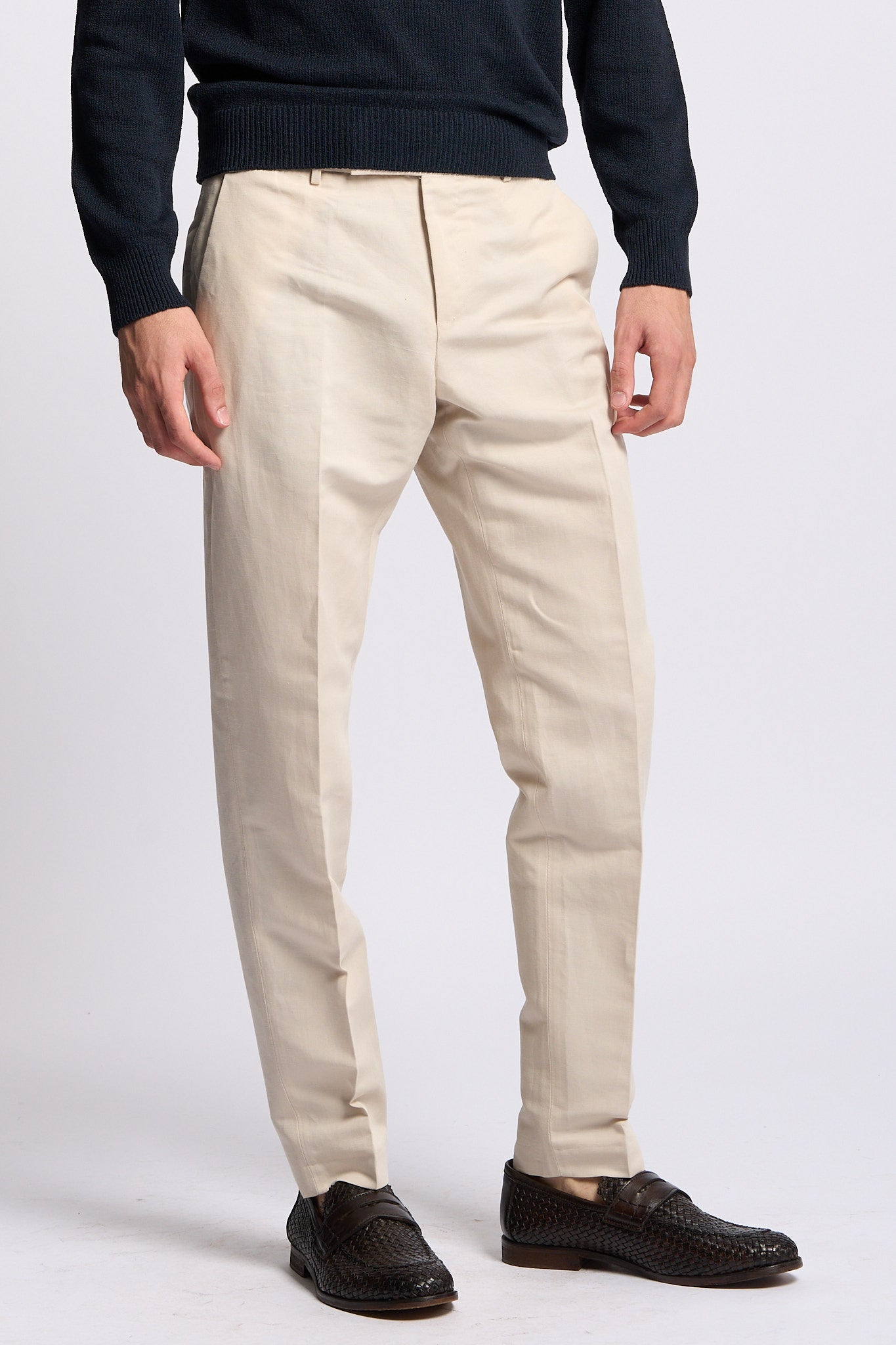 Pt torino Pantalone REBEL Lino e Cotone Avorio Uomo-5