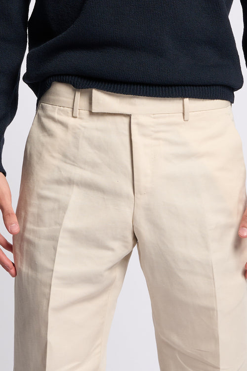 Pt torino Pantalone REBEL Lino e Cotone Avorio Uomo-2