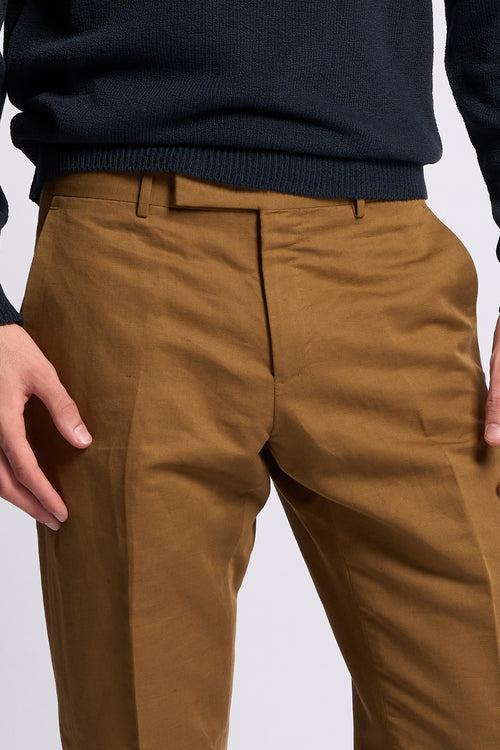 Pt torino Pantalone REBEL Lino e Cotone Cammello Uomo-2