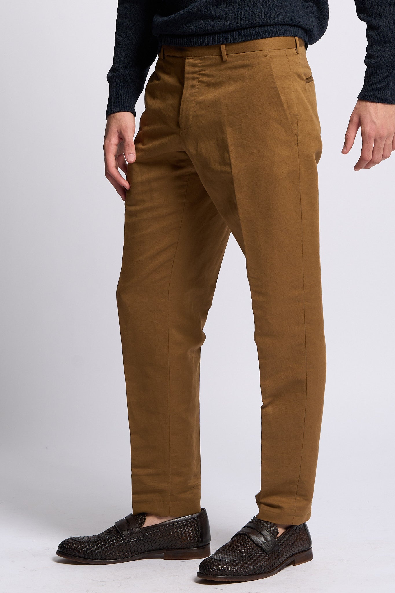 Pt torino Pantalone REBEL Lino e Cotone Cammello Uomo-4