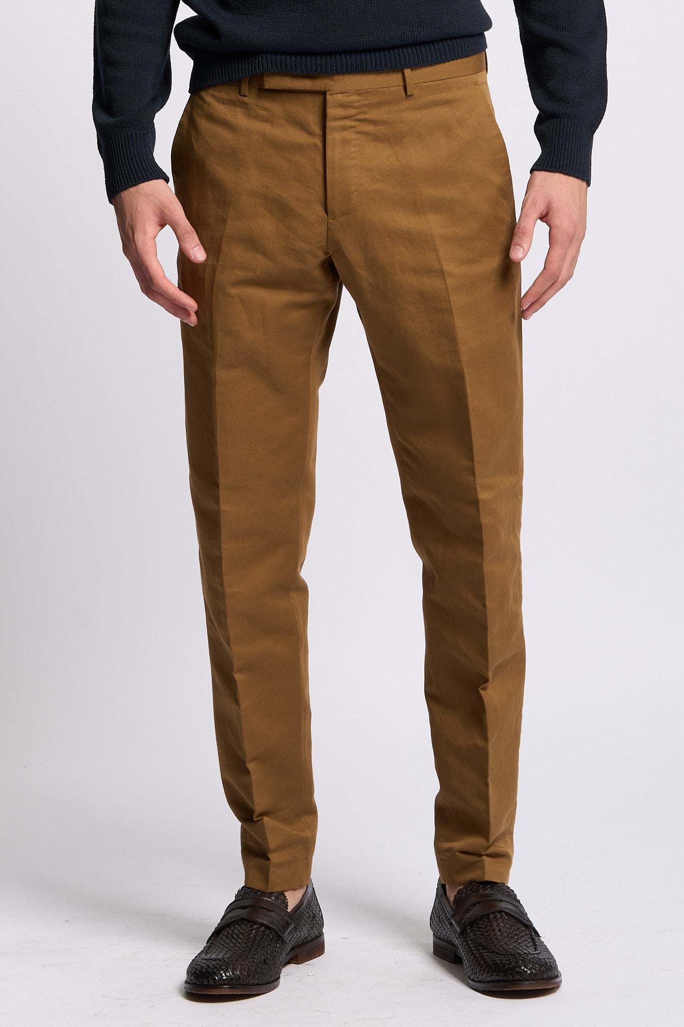 Pt torino Pantalone REBEL Lino e Cotone Cammello Uomo-1