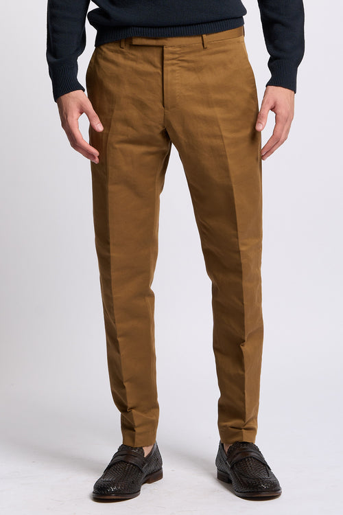 Pt torino Pantalone REBEL Lino e Cotone Cammello Uomo