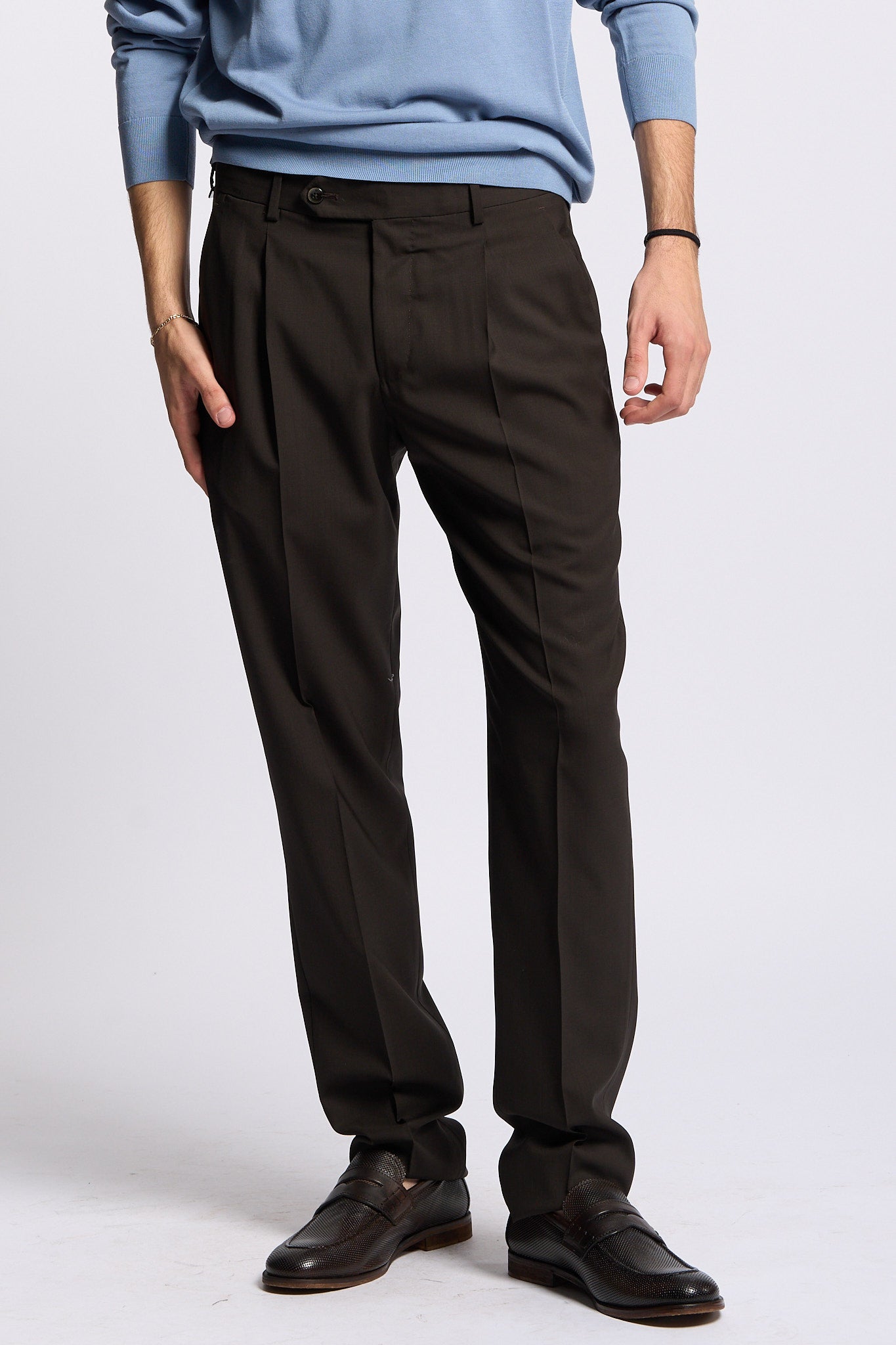 Pt torino Pantalone UNION Lana Marrone Uomo-4