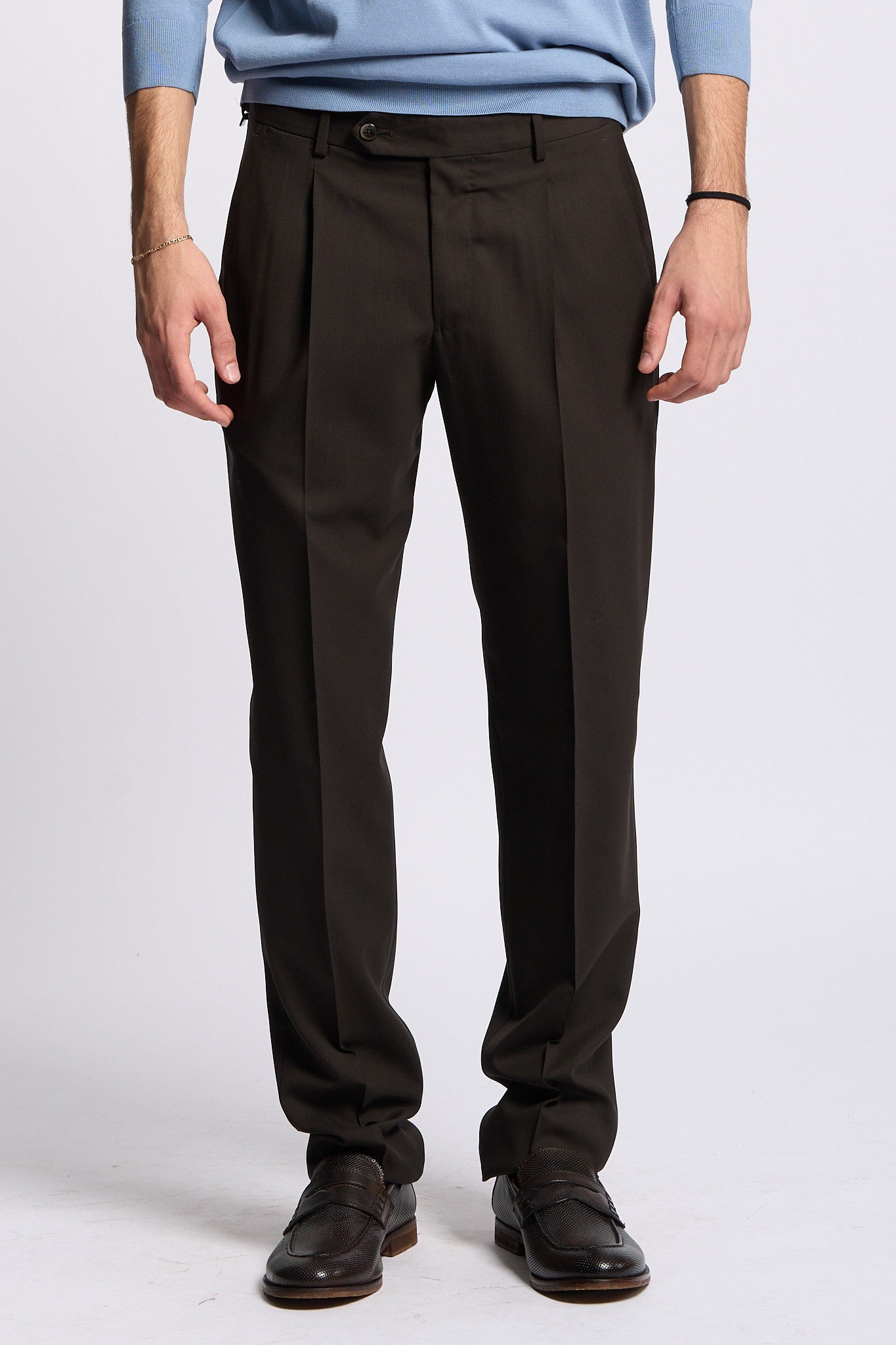 Pt torino Pantalone UNION Lana Marrone Uomo-1