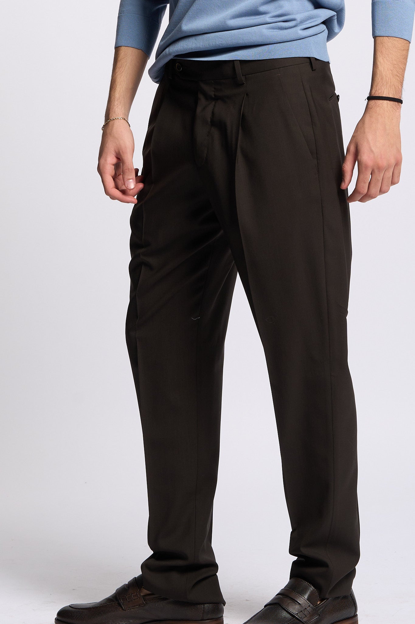 Pt torino Pantalone UNION Lana Marrone Uomo-5