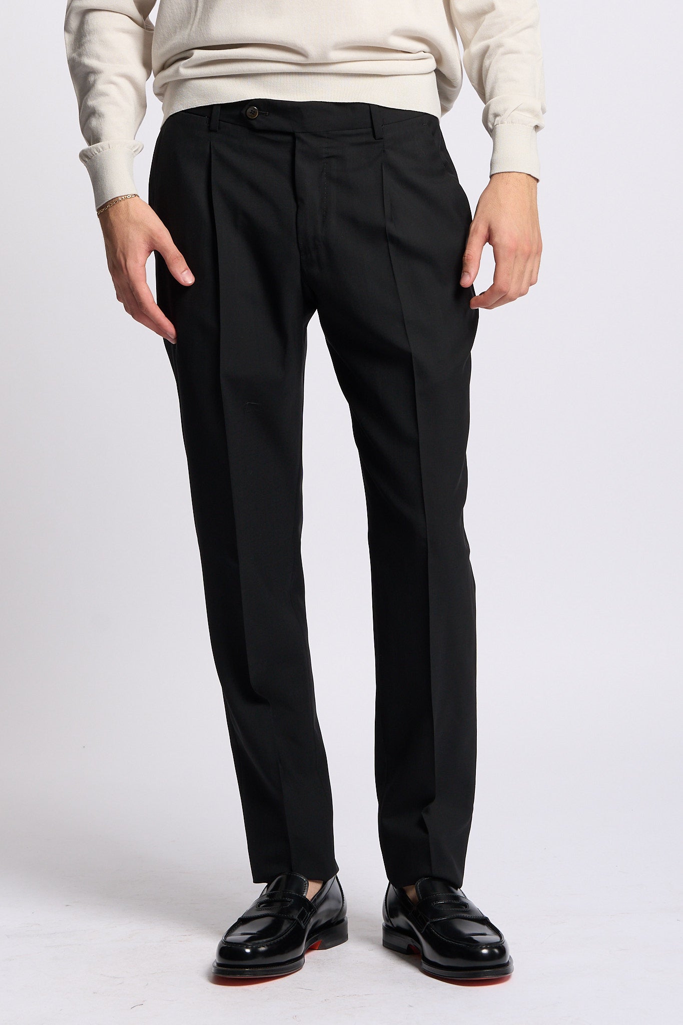 Pt torino Pantalone UNION Lana Nero Uomo-1