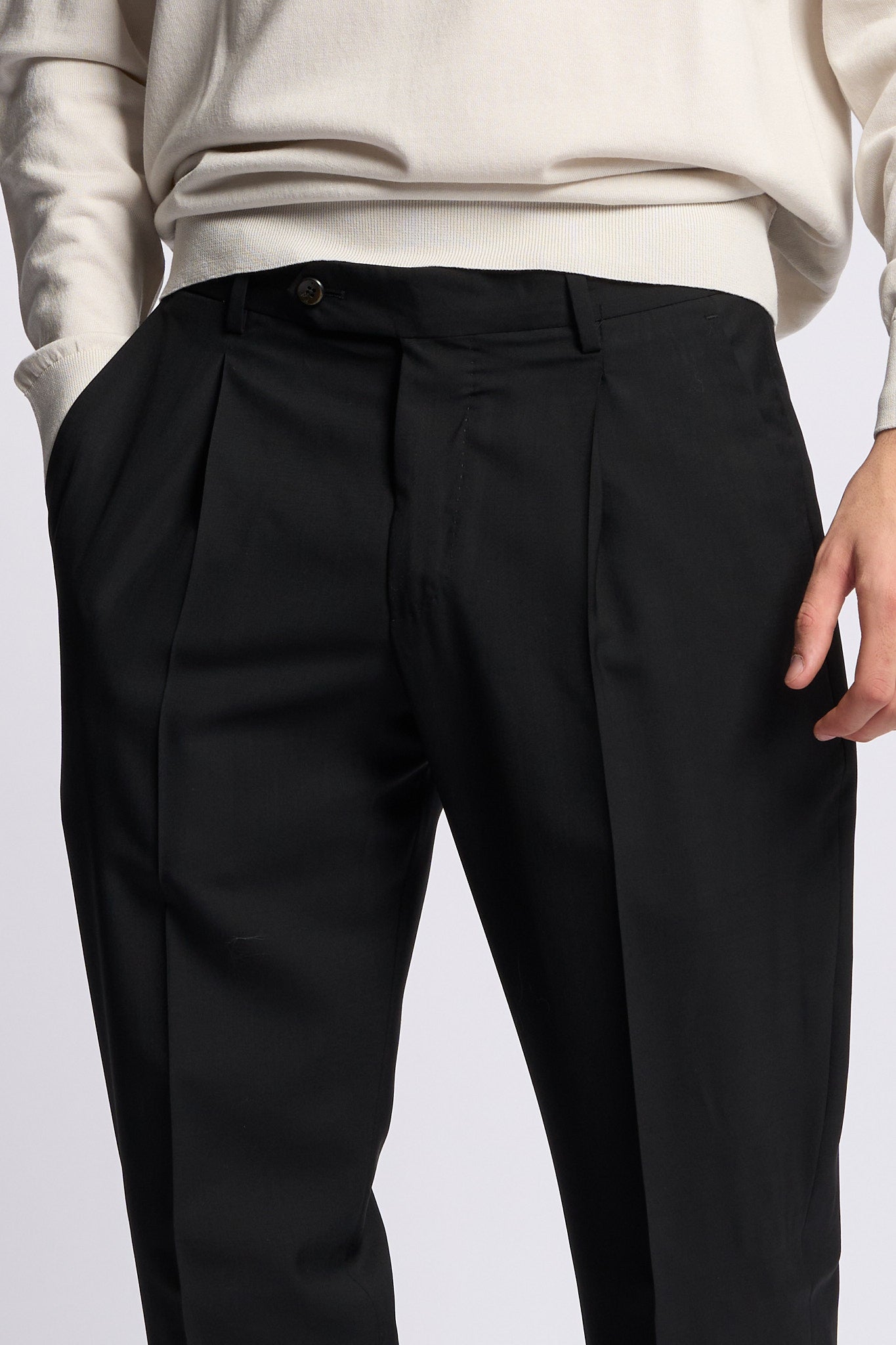 Pt torino Pantalone UNION Lana Nero Uomo-4