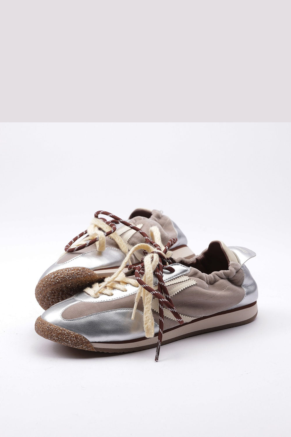 Puraai Sneaker 6.02 PANTHER Velluto Argento e Beige Donna-2