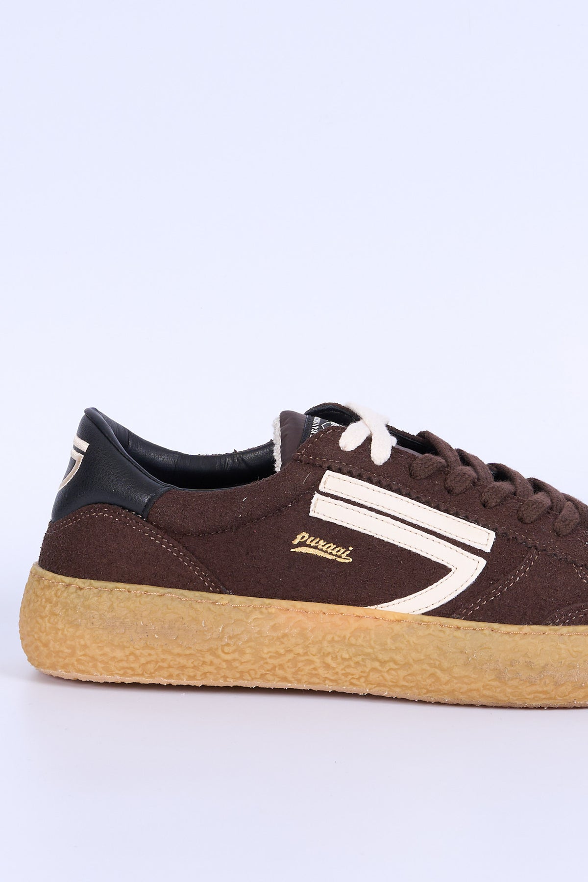Puraai Sneaker Vintage Micro Suede Moro Uomo-2