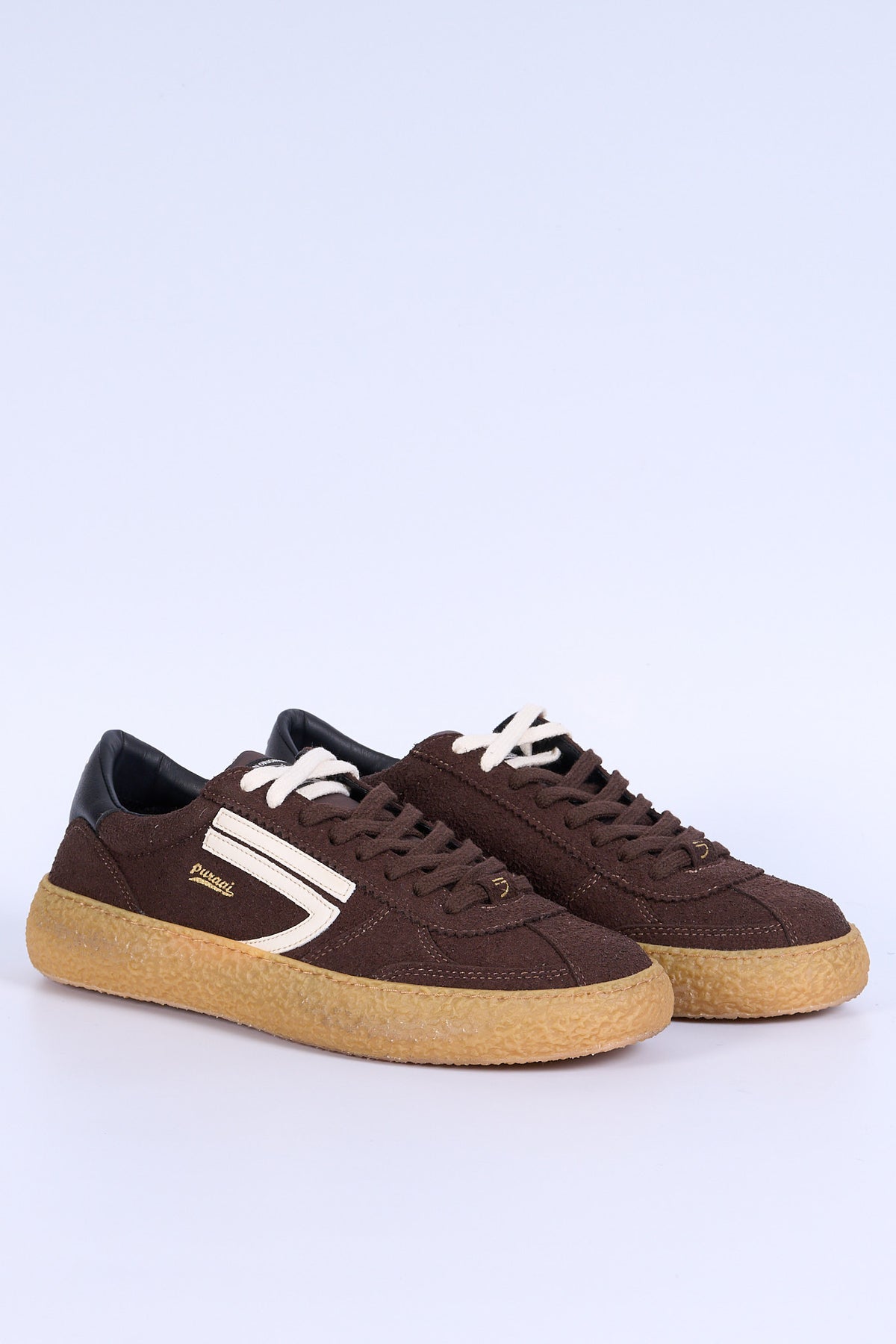 Puraai Sneaker Vintage Micro Suede Moro Uomo-3