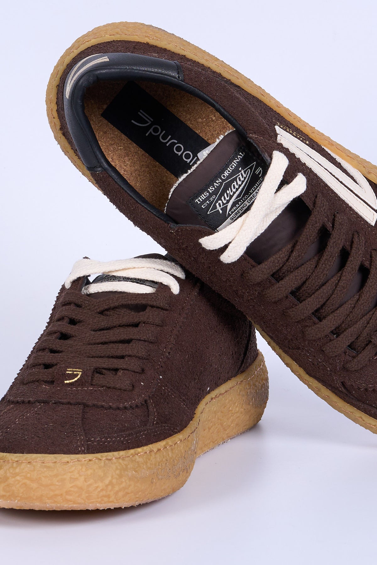 Puraai Sneaker Vintage Micro Suede Moro Uomo-7